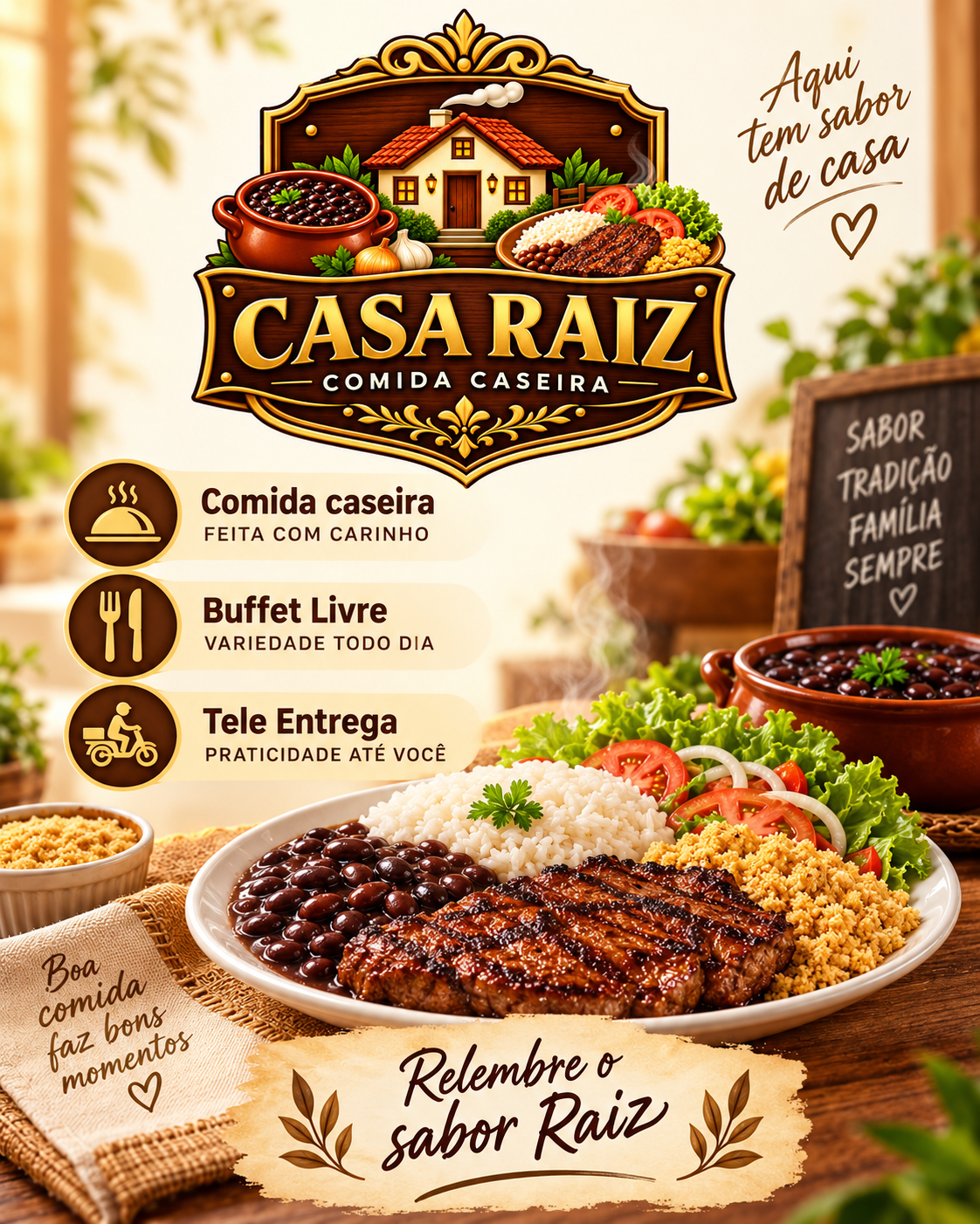 em comida que alimenta…
e tem comida que traz lembrança boa. 🥰

Na Casa Raiz, cada prato é feito com aquele gostinho de casa, de família e de carinho.
Vem provar e sentir a diferença!